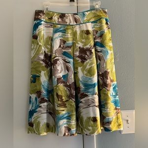 Talbots Floral Silk Aline Pleated Skirt Size 8 NWT